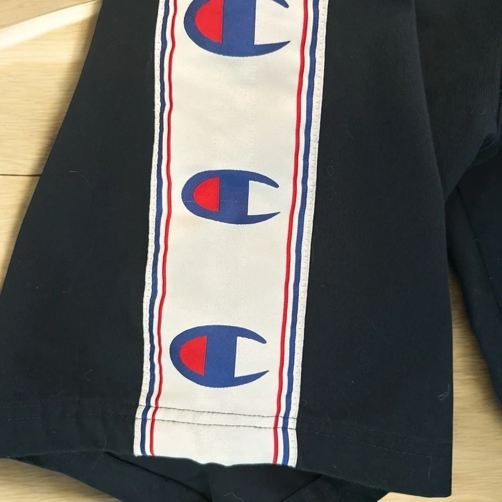 Champion Logo Tape Shorts Dark Navy - Red White Size XL – Athletic Fit